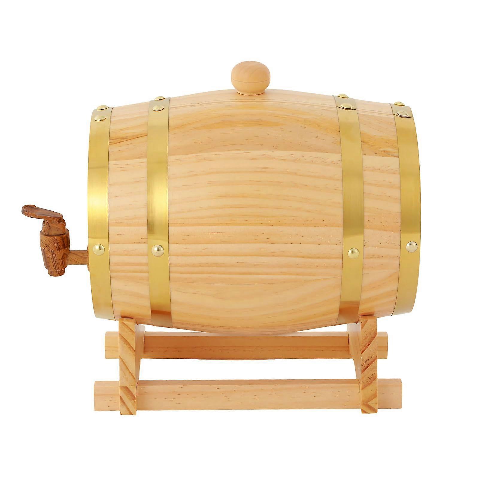 Wood Wine Barrel Dispenser with Stand 3L for Whiskey and Wine Storage Home Display