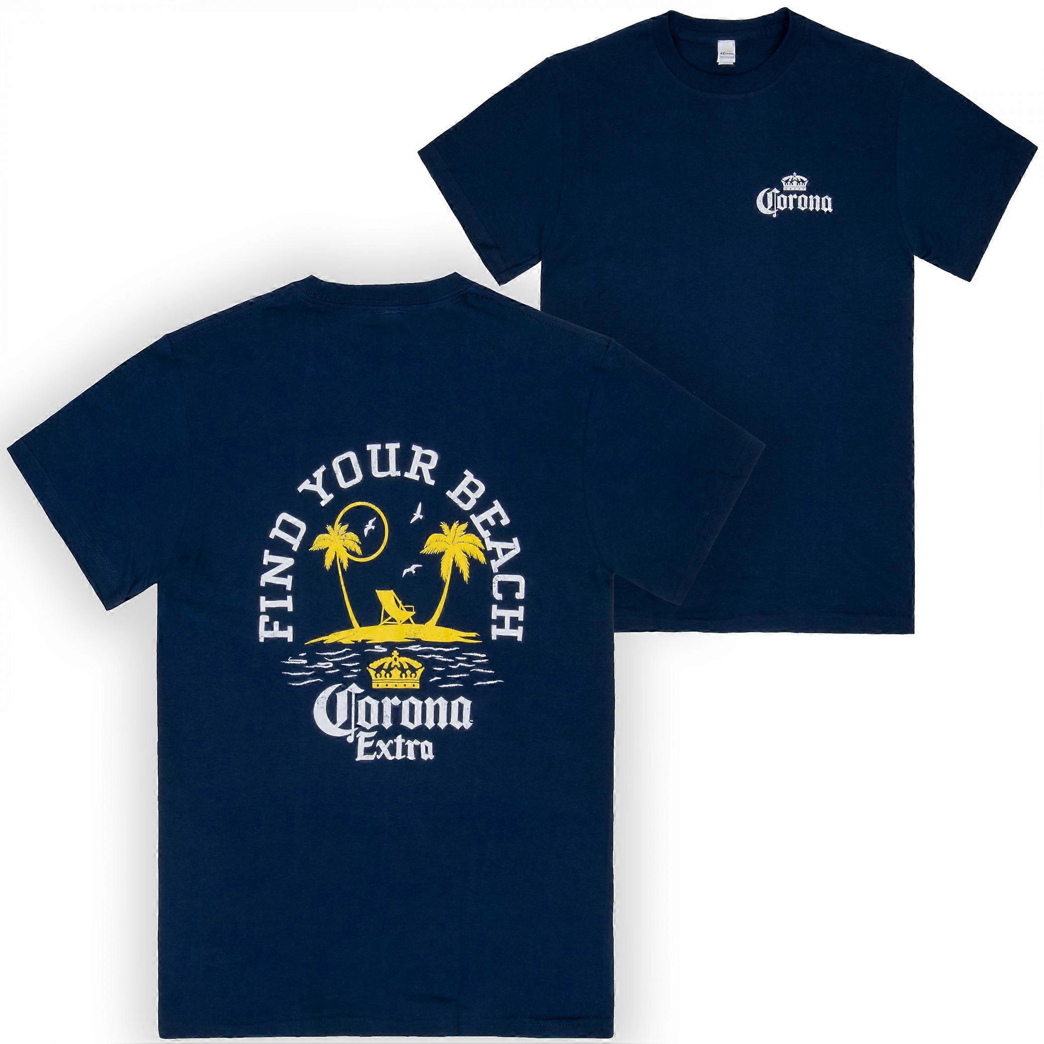 Corona Extra Vintage Palm Tree Island Front and Back Print T-Shirt