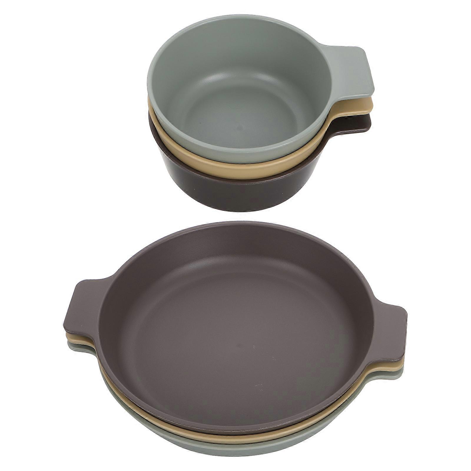 Durable Plastic Dinner Plates Set For Picnic Travel Round Shape Portable Design 1Set