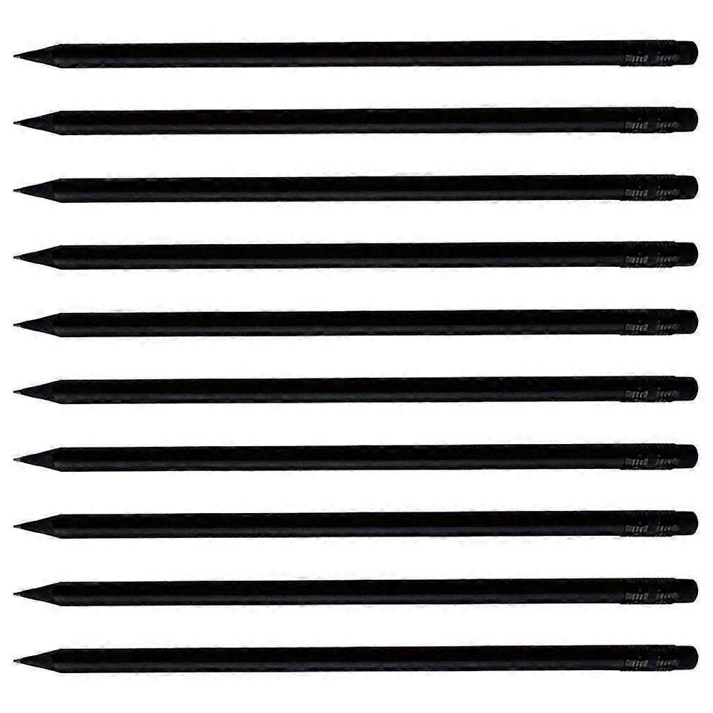 10 Pcs Black Resin Pencils with Erasers for Writing and Drawing Use Smooth Versatile