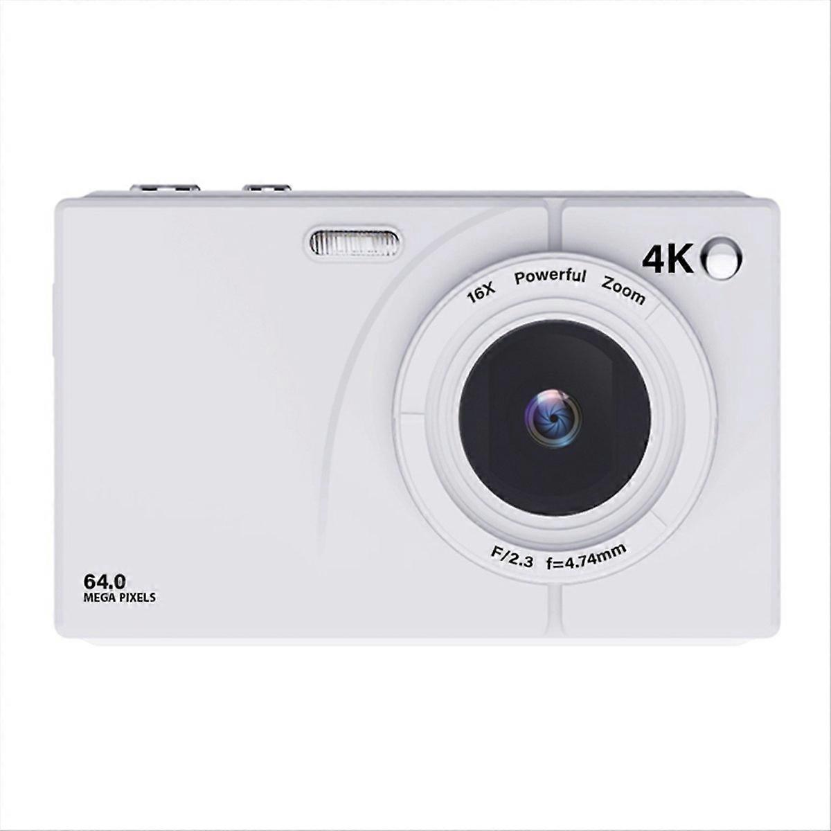 4K CCD Digital Camera 16X Digital Zoom with 2.8inch Screen White