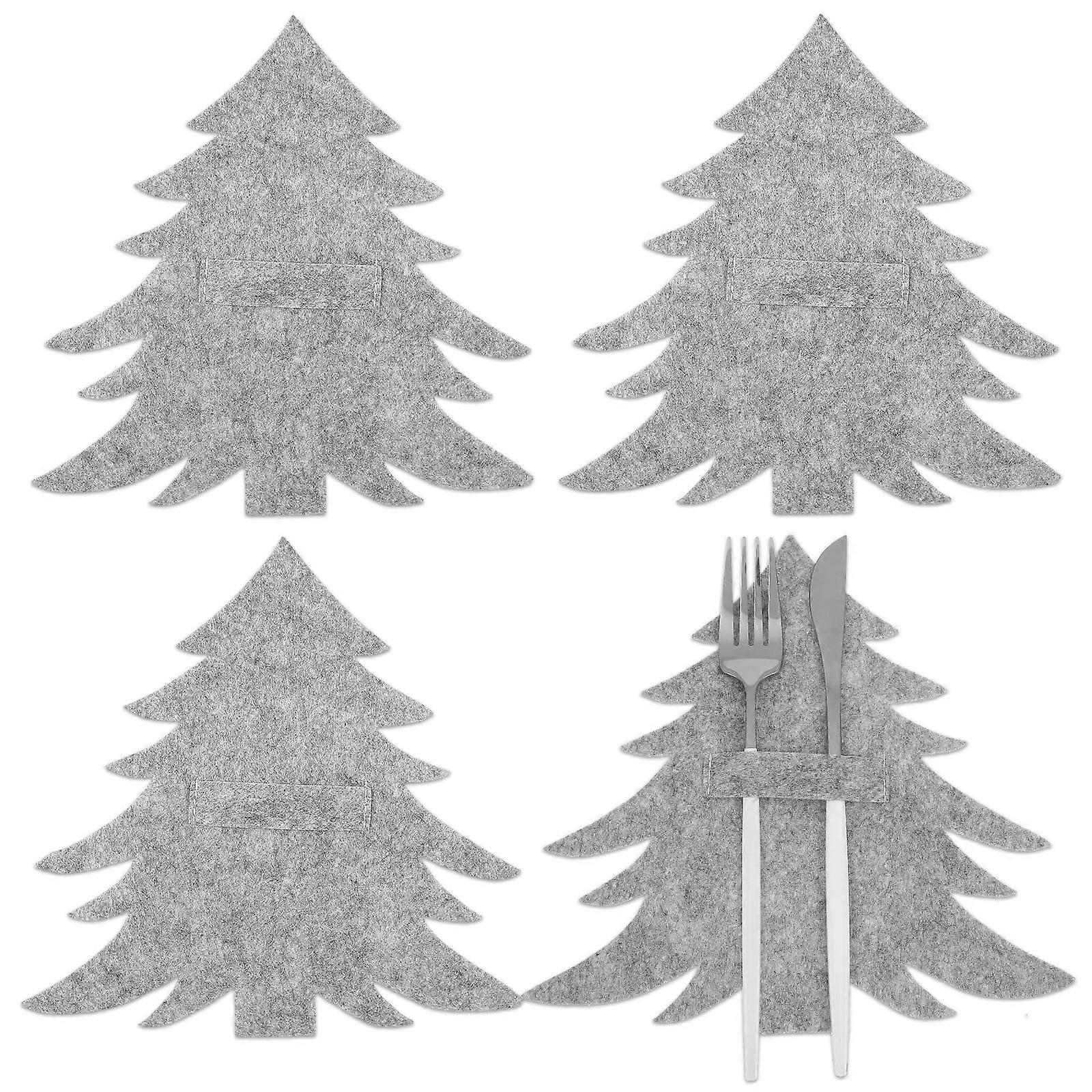 4PCS Xmas Tree Cutter Fork Bag Christmas Tableware Bag Practical Tableware Cover