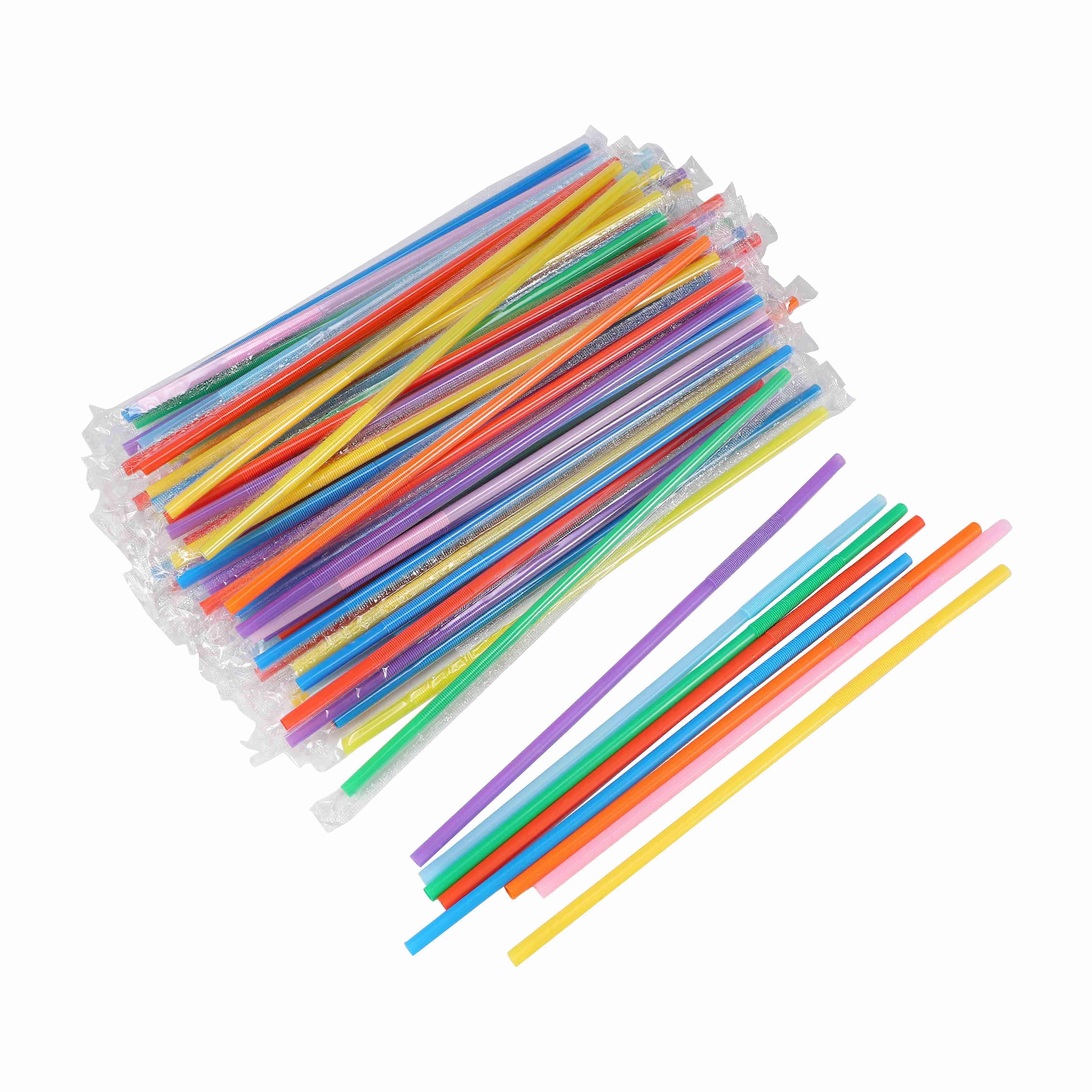 300Pcs 10.2 inch Colorful Plastic Drinking Straws