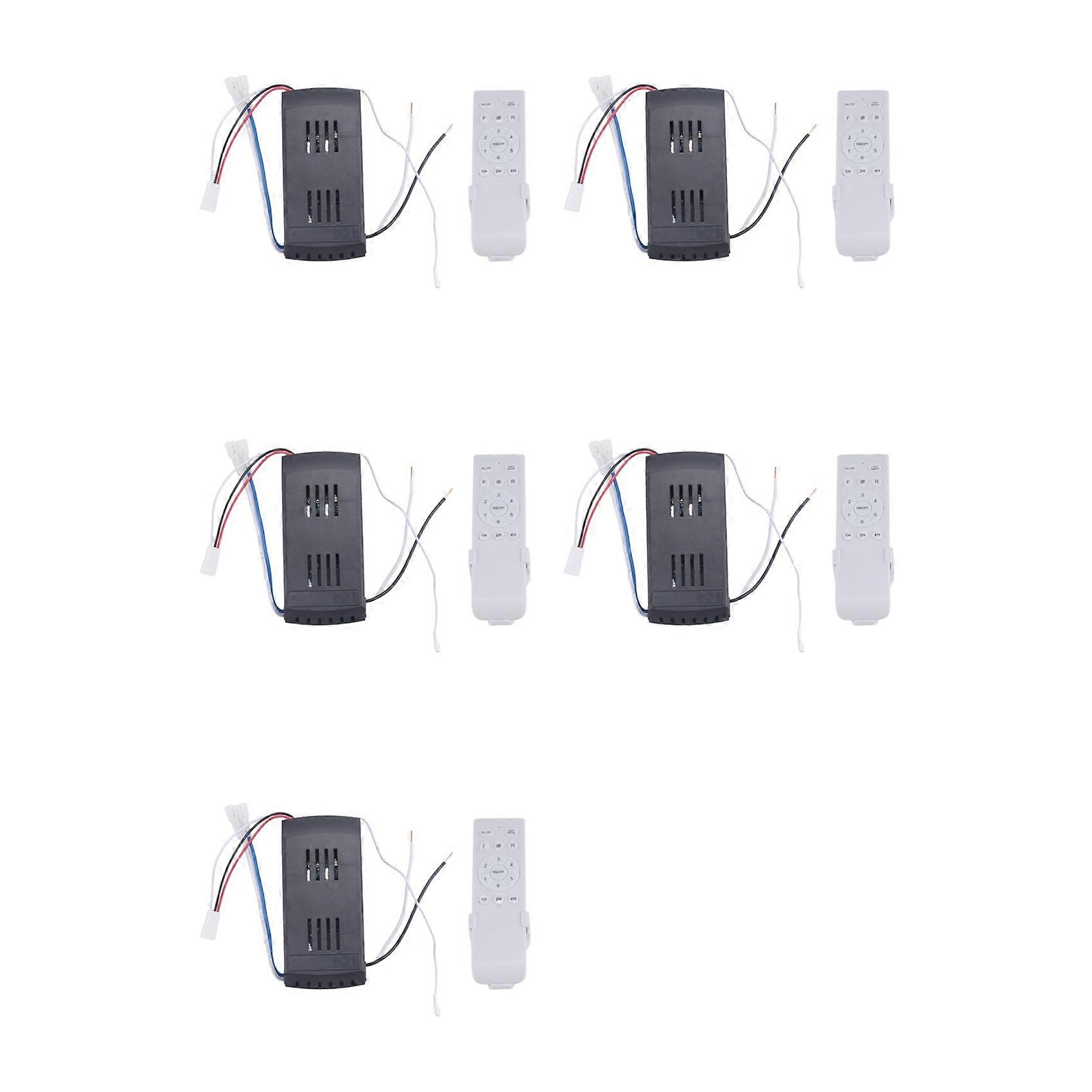 5X Universal Ceiling Fan Remote Control Kit 40W 6-Speed Timing Function Replacement Remote for DC Ceiling Fans & Lights