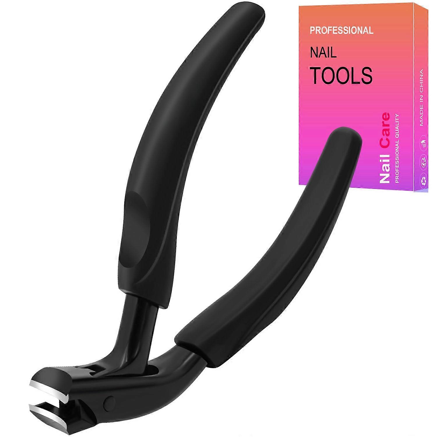 Toenail Clippers for Seniors with Angled Head, Long Handle Thick Nail Cutter with Catcher