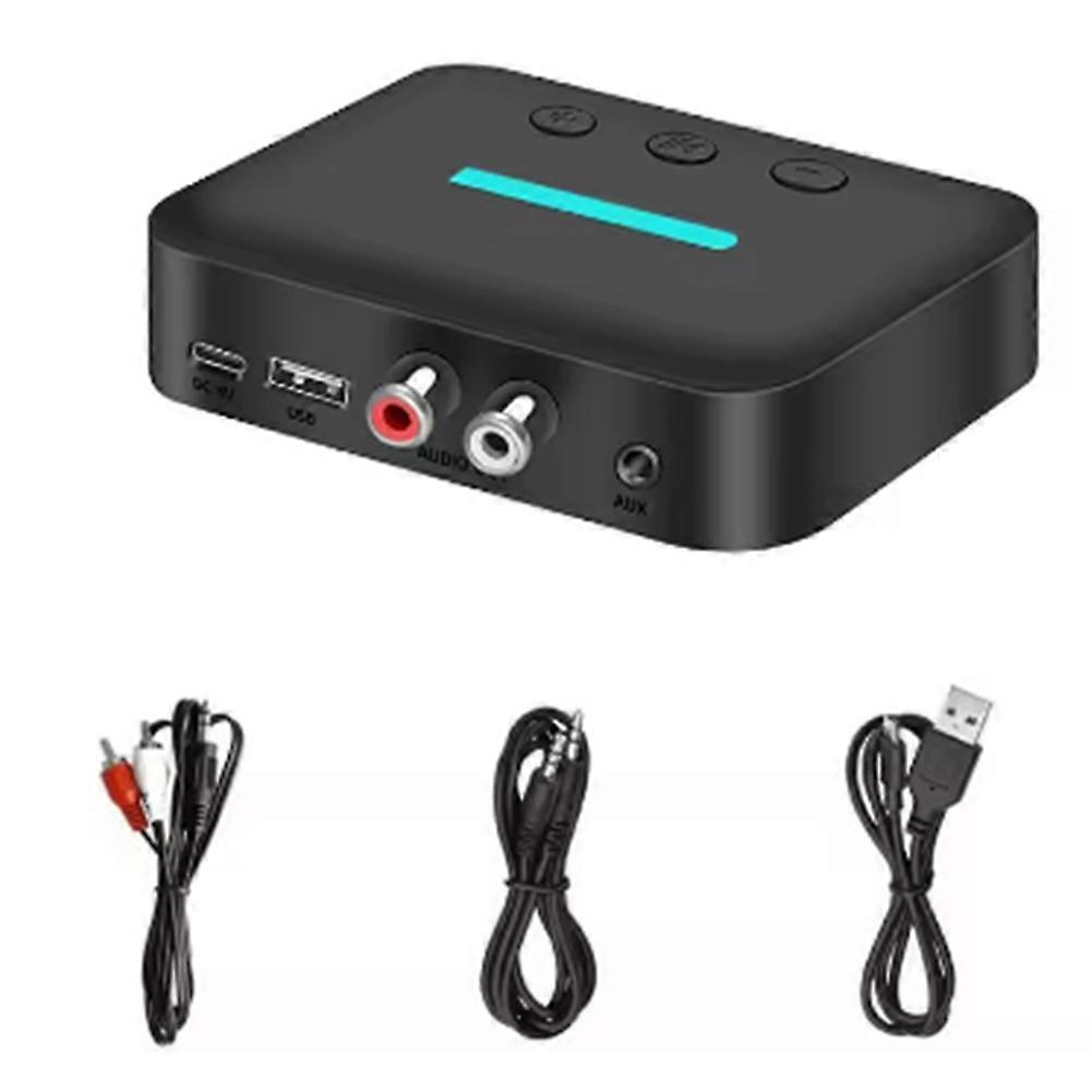 Bluetooth 5.3 Audio Receiver Adapter Wireless Music 3.5mm AUX R/L RCA Support U-Disk Playback for Desktop Speaker Amp