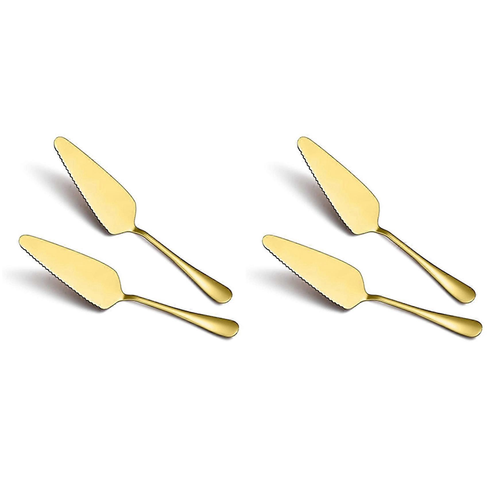 Golden Cake Pie Server, Wedding Cake Knife and Server Set,4 Pieces