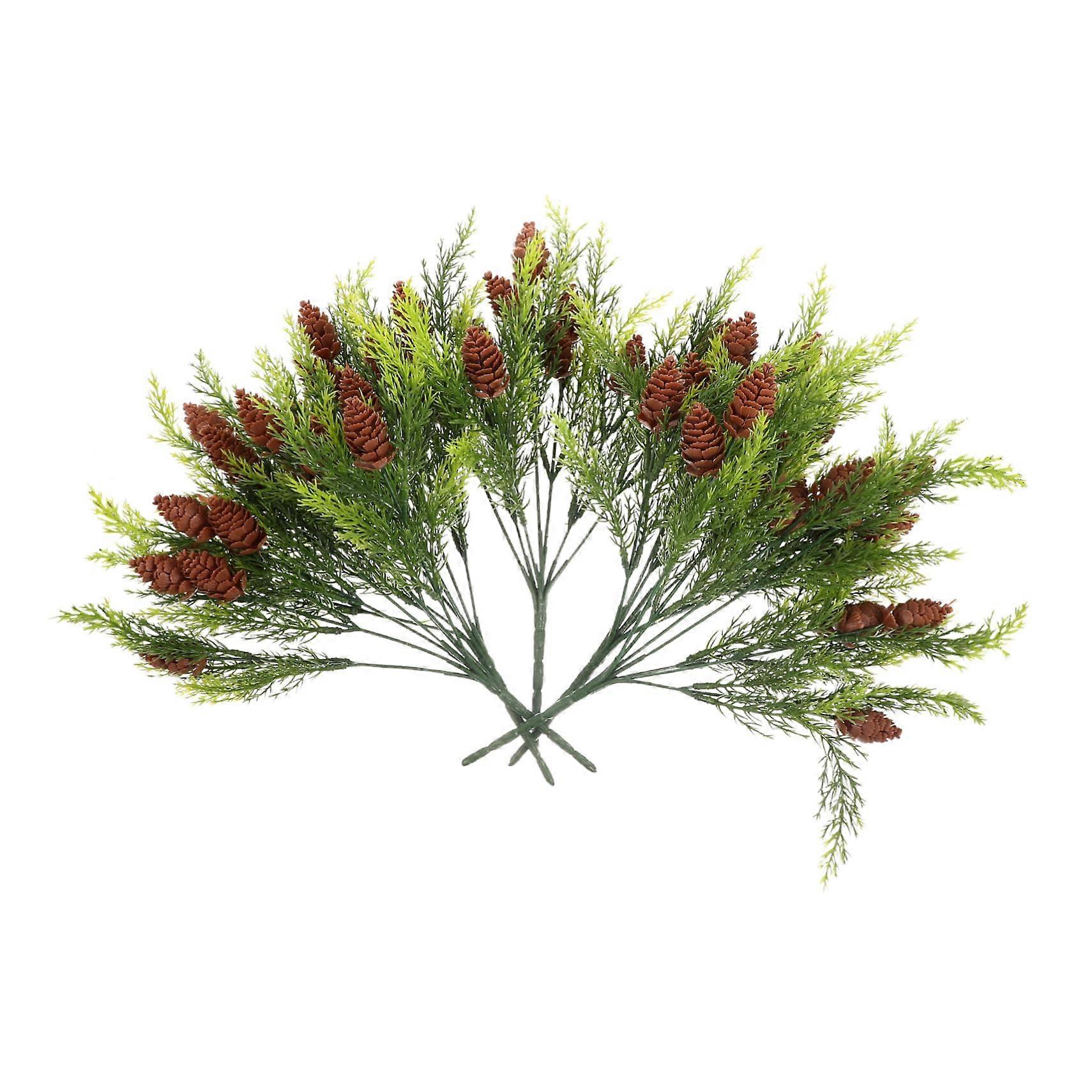 5pcs Artificial Pine Branches for Christmas Decor, Realistic Evergreen Needle Stems, Reusable