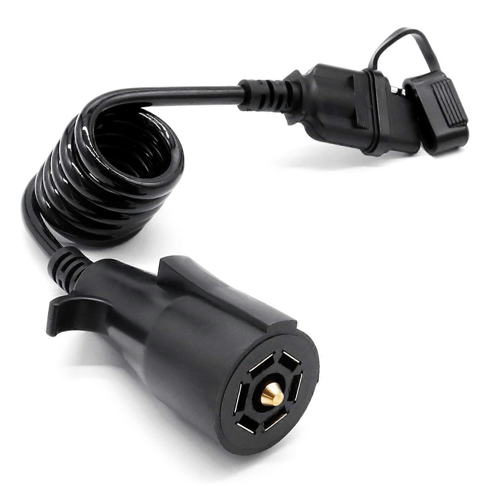 7 Pin to 4 Pin Coiled Trailer Wiring Adapter with Heavy Duty Construction and Corrosion Resistant Terminals