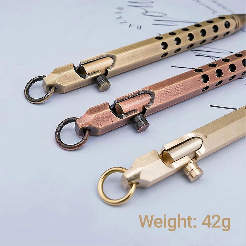 3Pack Bolt Action Pen Set, Hexagonal Solid Brass Pocket Pen with 30 Ballpoint Refills B