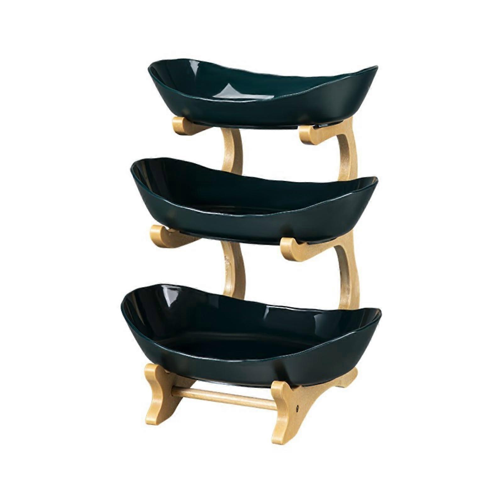 Tiered Fruit Stand with Three Bowls, SpaceSaving Kitchen Countertop Display for Fruits and Desserts