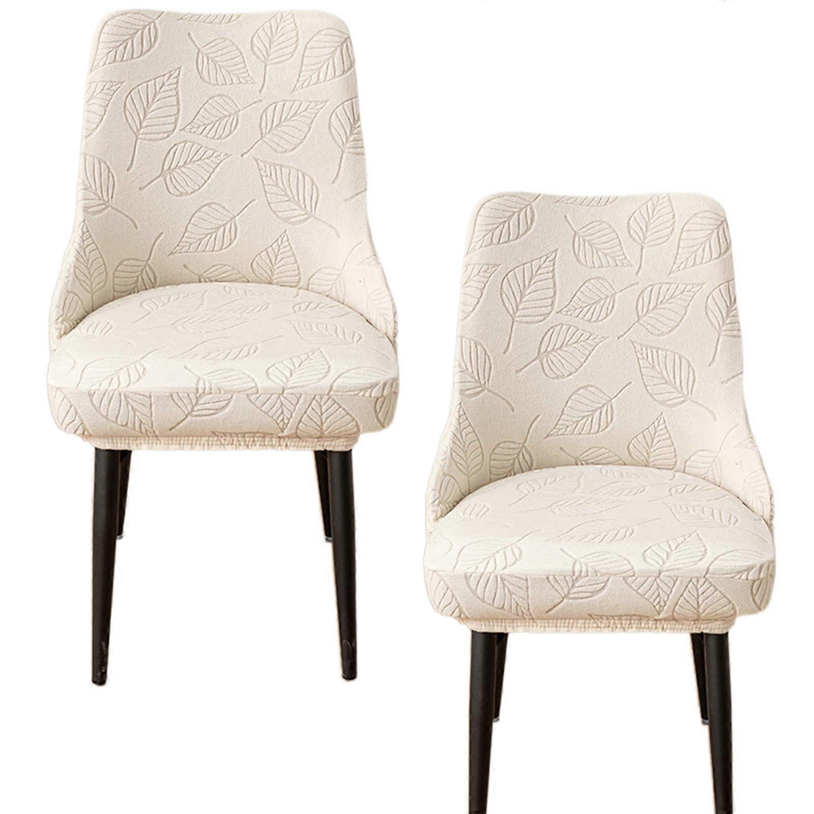 Wingback Dining Chair Slipcovers 2pcs Leaf Print Stretch Protector with Snug Fit and Stain Protection