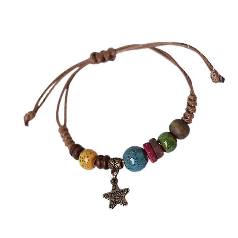 Adjustable Bangles Ethnic Ceramic Bracelet Handcrafted Hand String Accessory