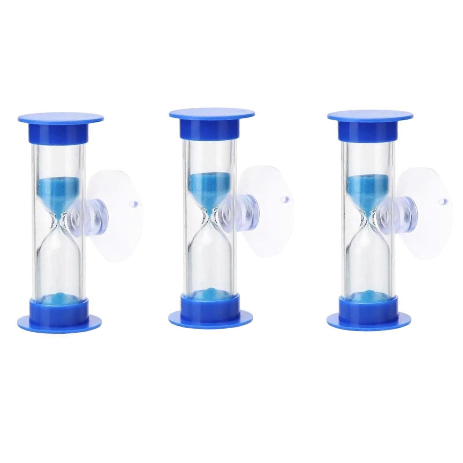 3 Pack Blue Toothbrush Timer 2 Minute Sand Timer with Suction Cup for Kids and Adults