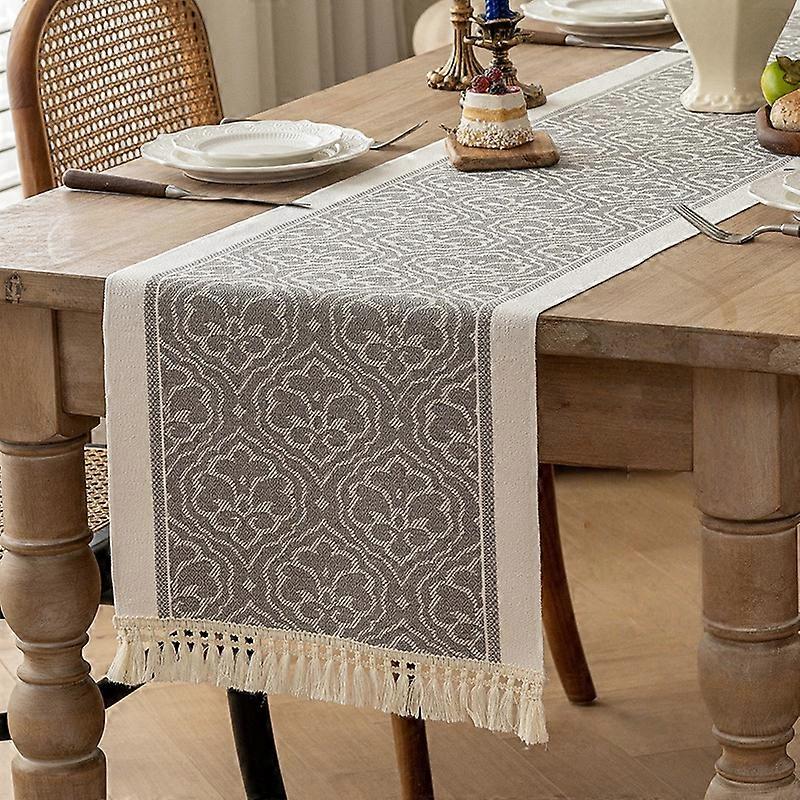 Retro Cotton Blend Rectangle Waterproof Table Runner, Dust Proof Spillproof Soil Resistant,For Holiday Wedding Long Dinner Table