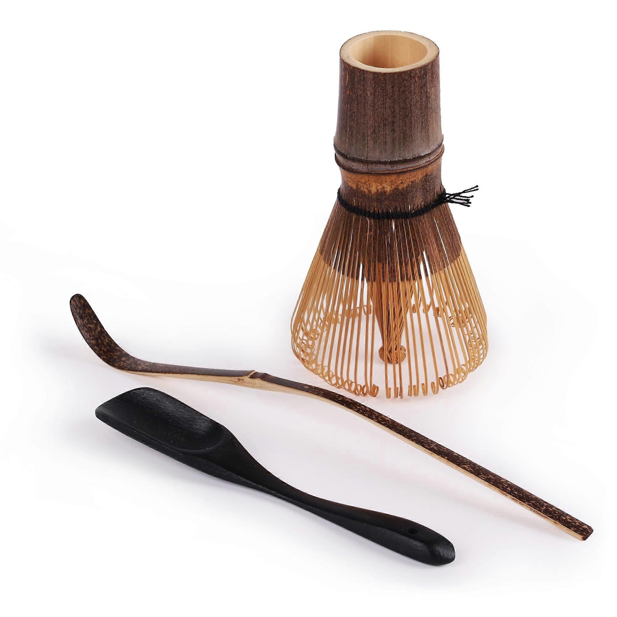 Black Bamboo Matcha Whisk Set with Scoop and Deep Scoop for Smooth Frothy Matcha