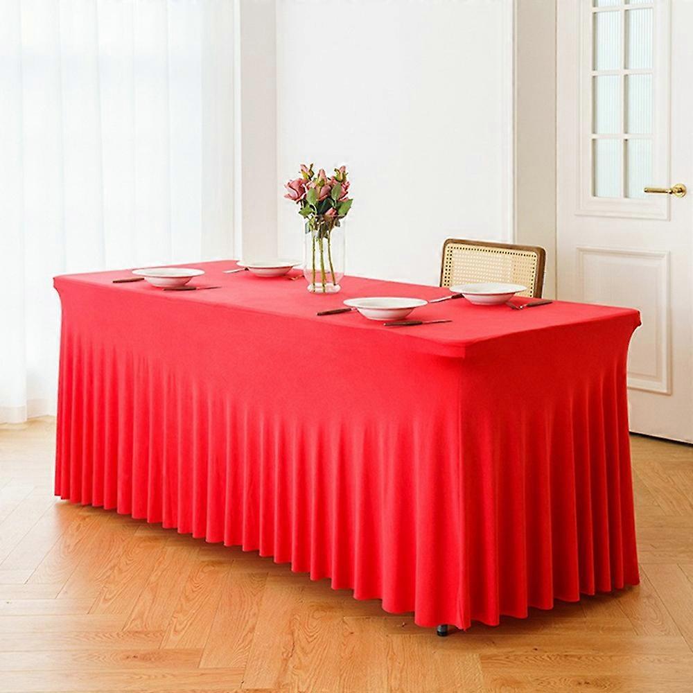 6ft Table Skirt for Rectangle Table Stretchable Wrinkle Resistant Tablecloth for Wedding Party, 183x