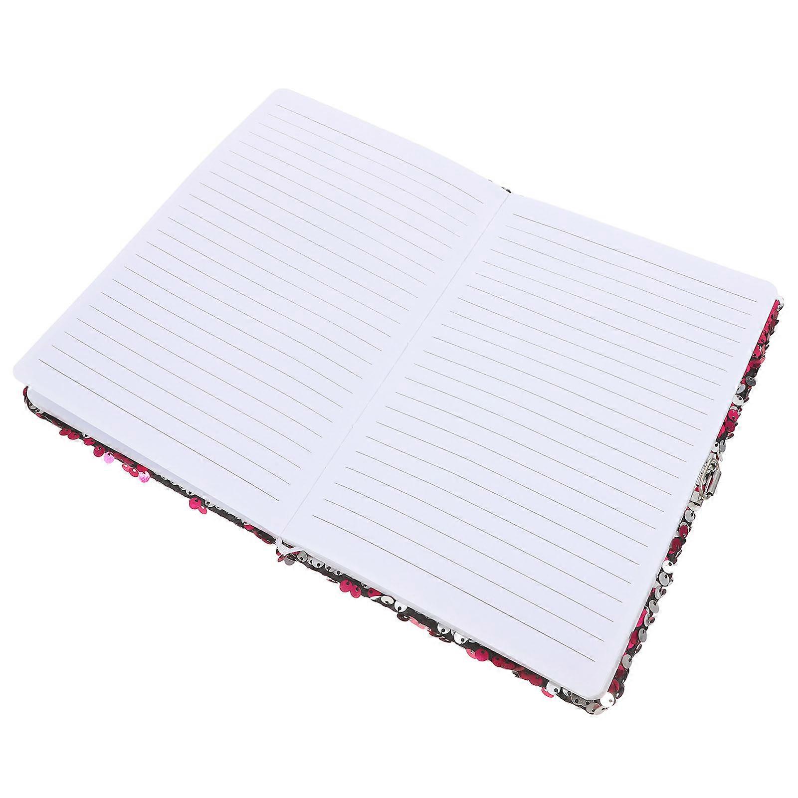Kids Reversible Sequin Notebook with Lock Cute Journal Rosy Color