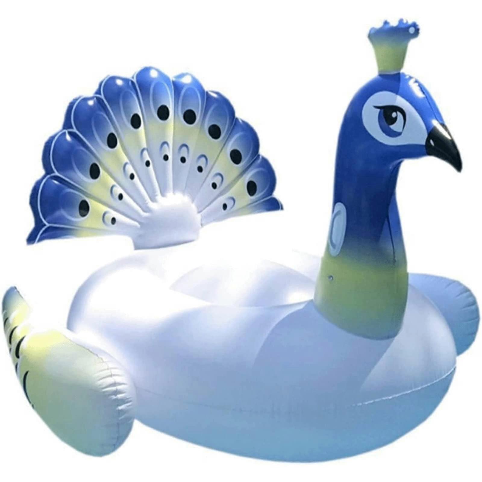 Peacock Shape Inflatable Pool Float Swimming Ring, Thickened Vinyl with Pump for Pool and Beach