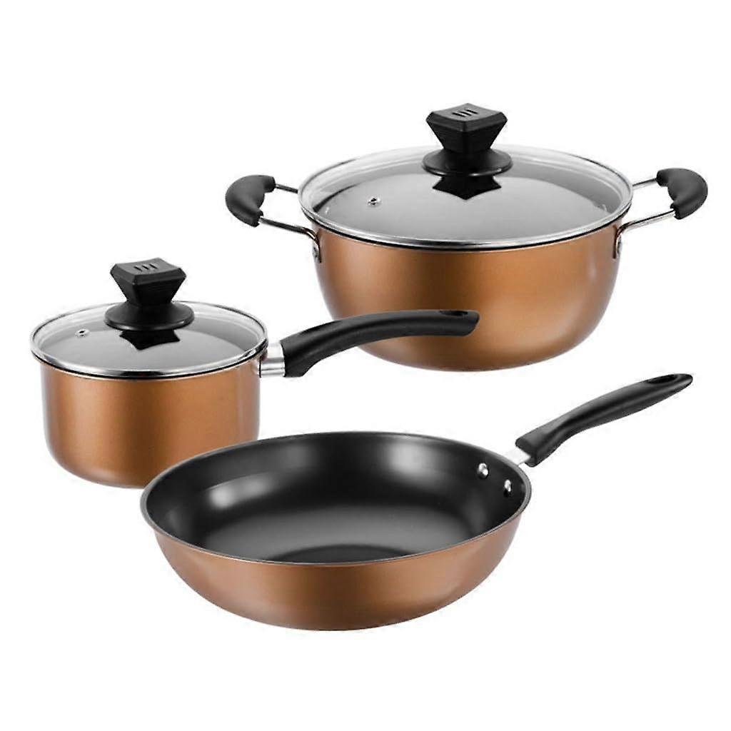3 Piece Nonstick Cookware Set for Kitchen, MultiPurpose Pots for All Heat Sources