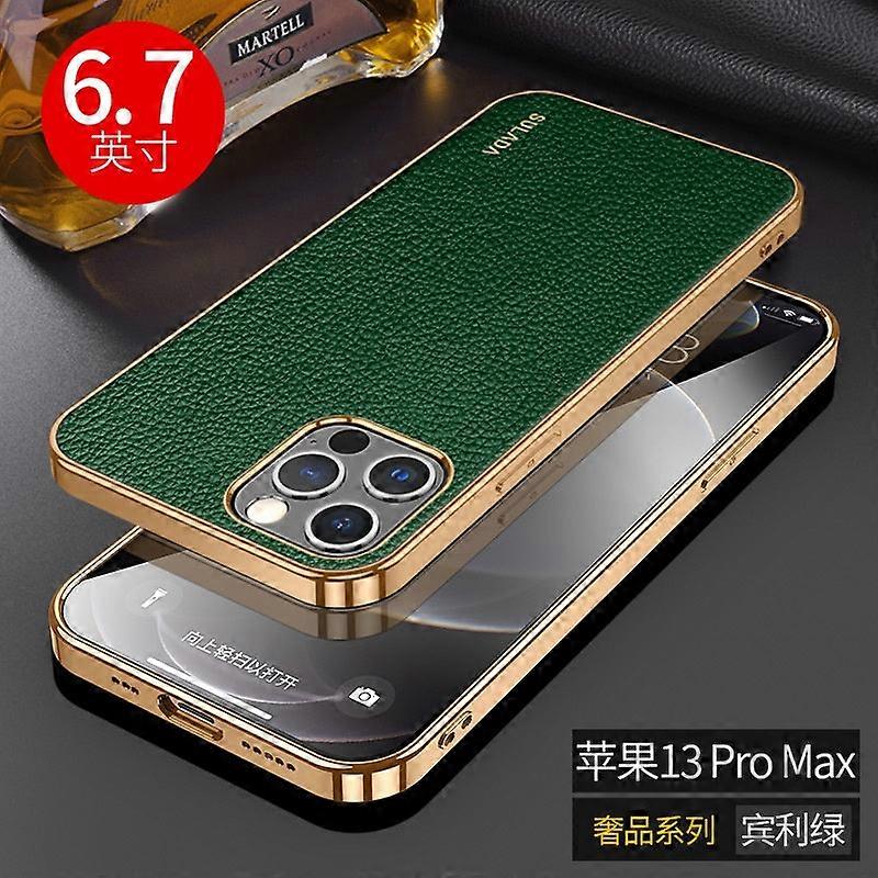 Case For Iphone 13 Mini Green Luxury Leather Soft Ultra-thin No7739
