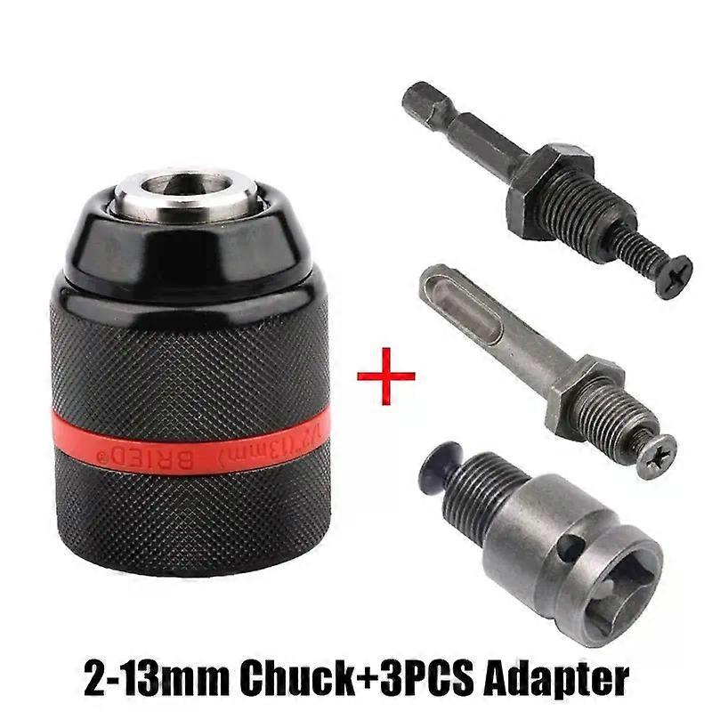 2-13mm Keyless Threaded Metal Drill Chuck Hex Shank/SDS/Square Quick Grip Adapter Chuck for Drill Bits Screwdriver Tap&Sockets