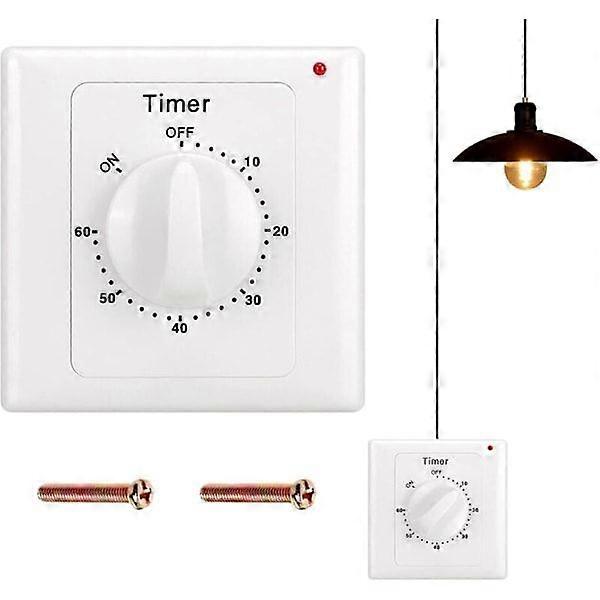 Countdown switch: 60-minute timer switch, waterproof, drilling, for bathroom, fan, light installation