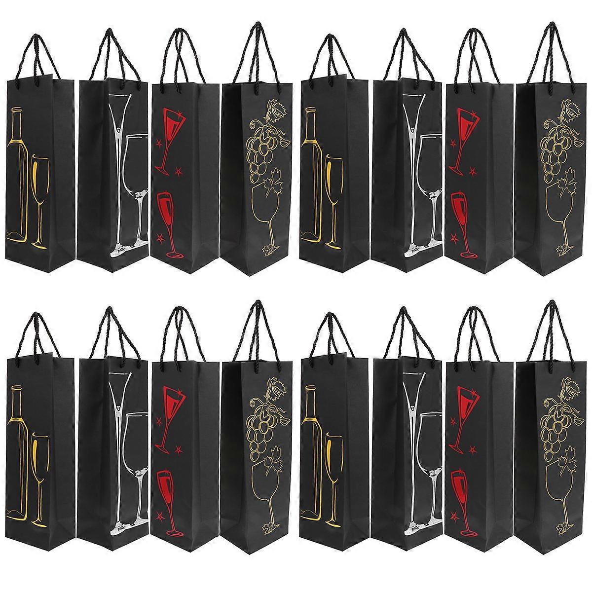Gift Bag Black Paper for Storage 16Pcs Handbag with Handle