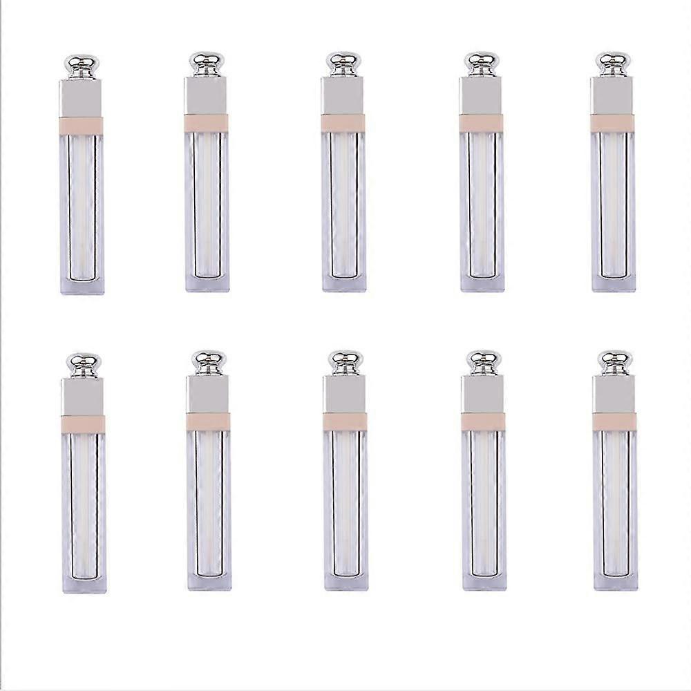 10pcs Empty Lip Gloss Tubes with Wand, Clear Refillable Lipstick Shape Containers for DIY Samples