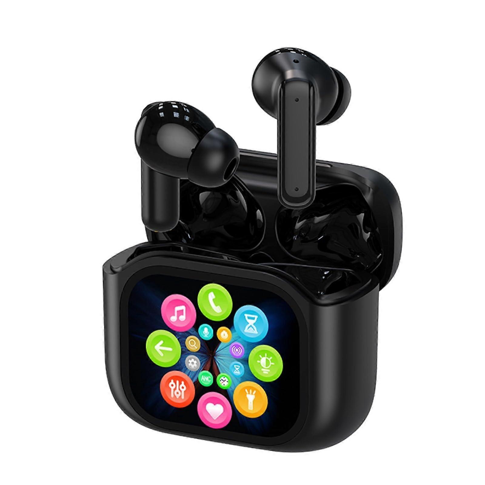 Wireless Earbuds with ANC ENC Noise Cancelling, Touchscreen Case, Bluetooth 5.3 for iPhone Android Black