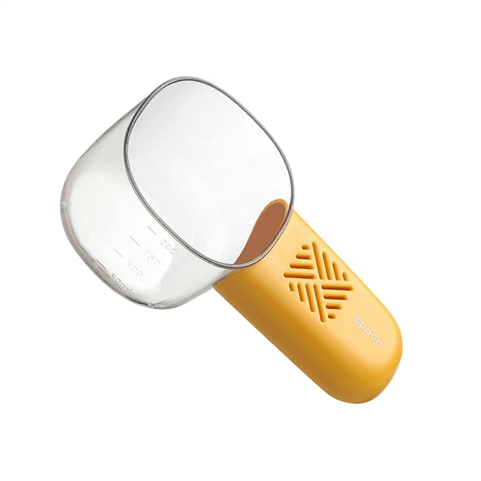 Measuring Rice Spoon with Scale for Accurate Portion Control, Detachable Kitchen Scoop Yellow