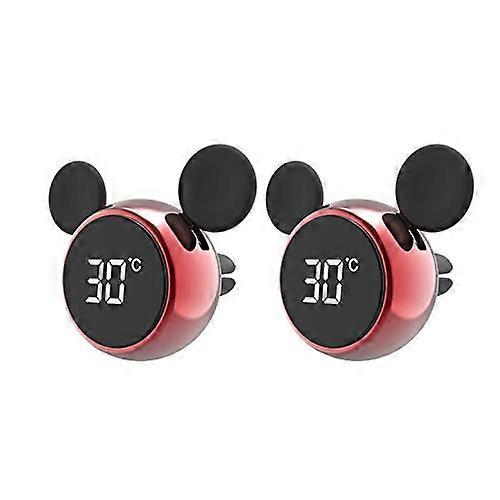 Car Digital Clock and Thermometer with Dual Display Red LCD 2Pcs Dashboard Aromatherapy