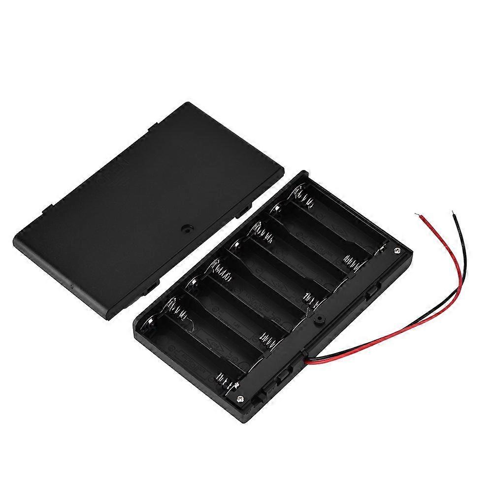 12V 8 AA Battery Holder with Switch, ABS Storage Case for Series Connection  Black