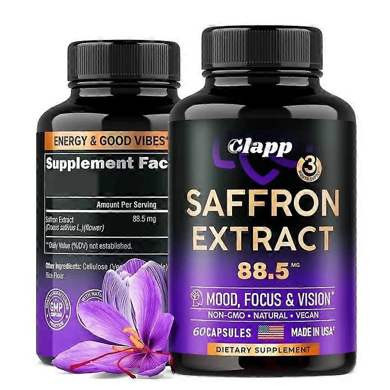 Natural Saffron Supplement | Mood, Focus, Vision & Energy Support, 60 Caps