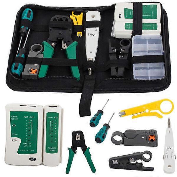 Network Cabling Tool Kit with Wire Stripper and Cutter 10 RJ45 Plugs Ethernet Cable Making Tool