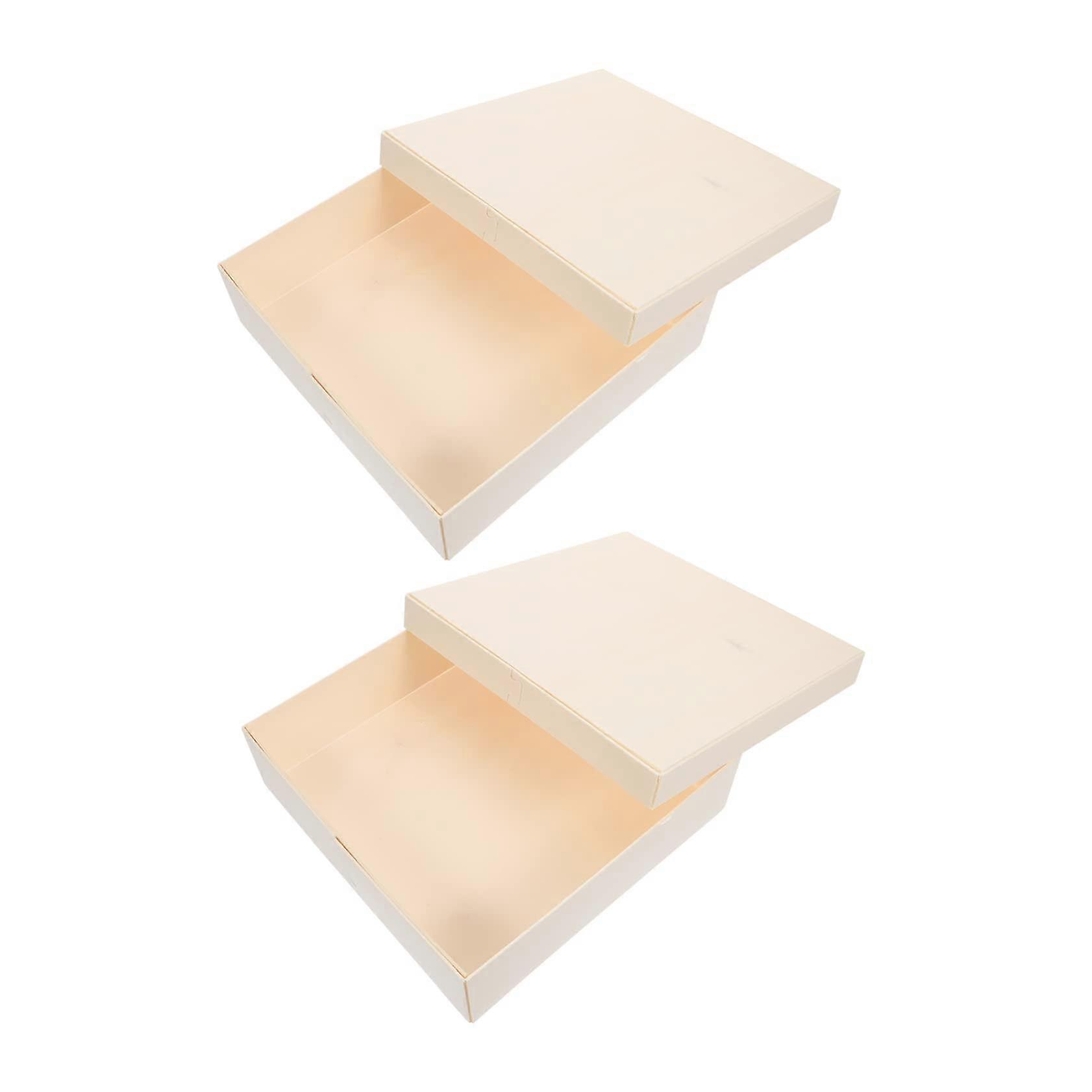 Wooden Storage Box 2 Pack Square Durable Reusable Gift Packaging for Cookies Candy Pastry Snacks