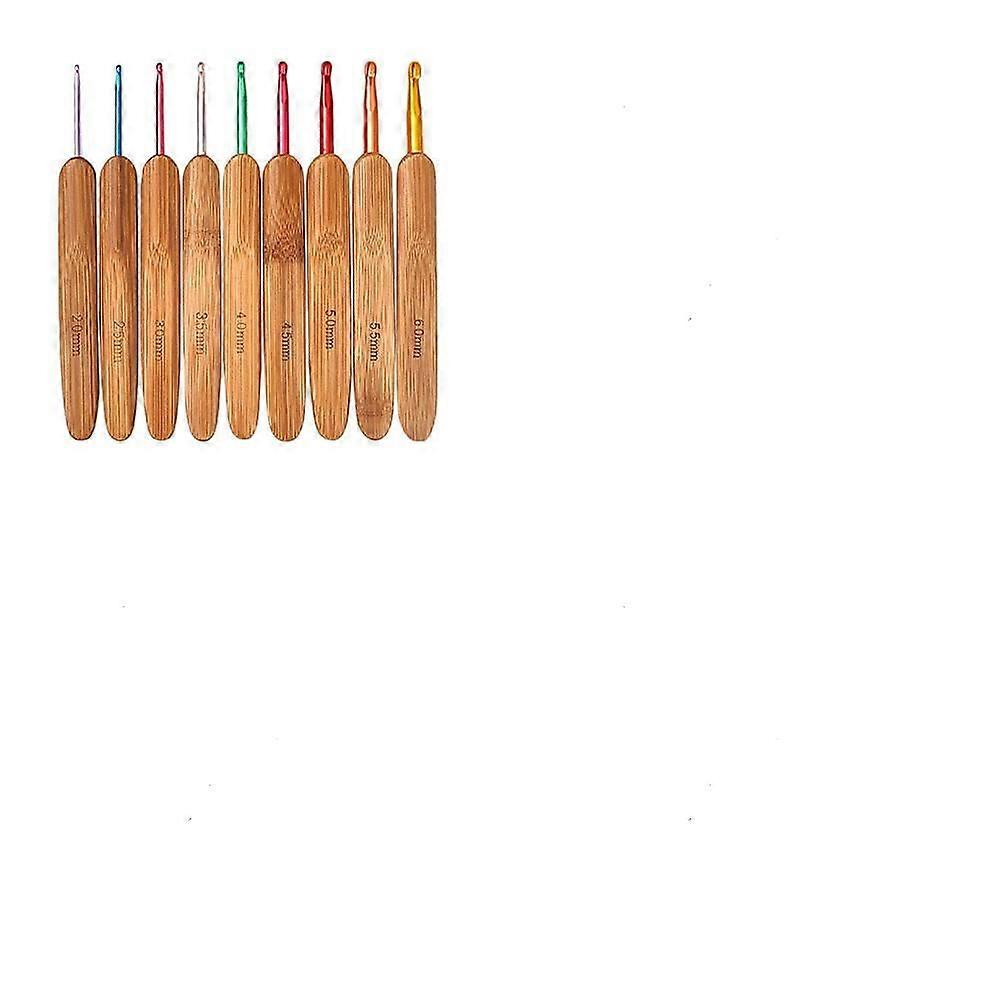 1 set Bamboo Handle Head Crochet Hook set Handmade Knitting Tools Peru 135mm 9pcs/set