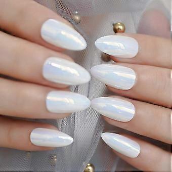 Reusable Press On Nails Medium Sharp False Nail Tips 24pcs ABS Artificial Nails for Salon Look