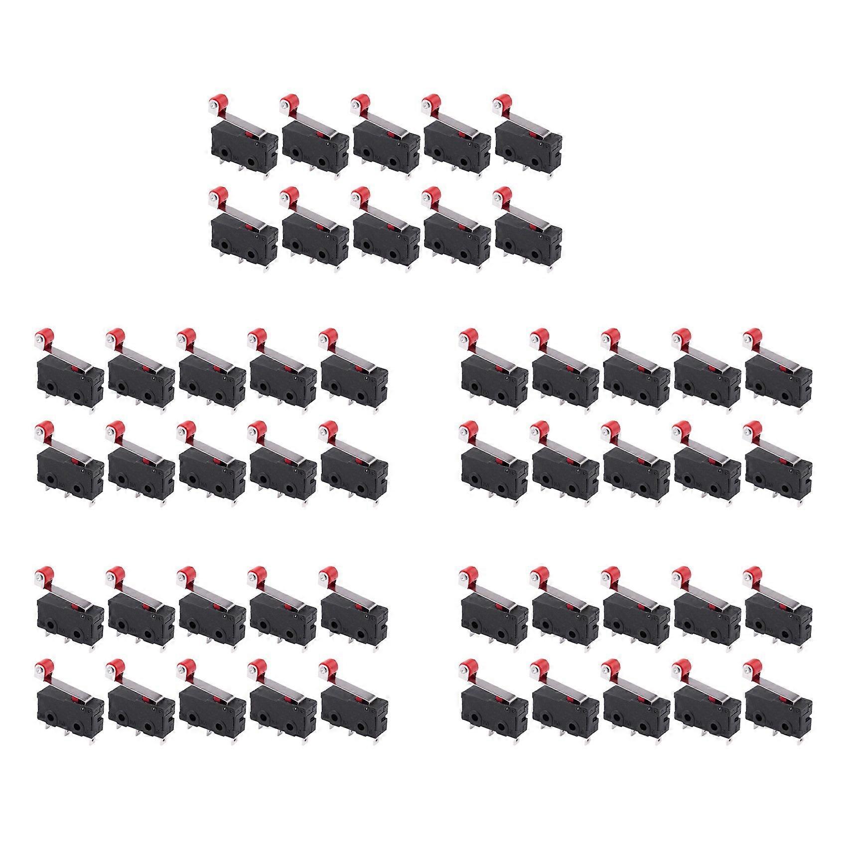 50Pcs Micro-Roller Lever Arm Open Close Limit Switch Kw12-3 Pcb Microswitch