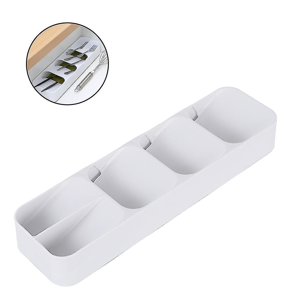 Compact Cutlery Storage Box Silverware Tray Storage Organizer,white