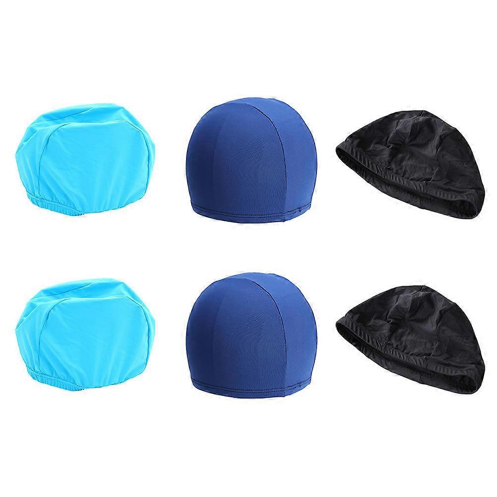 Pure Color Polyester Swimming Caps for Swimming Use 6Pcs Set