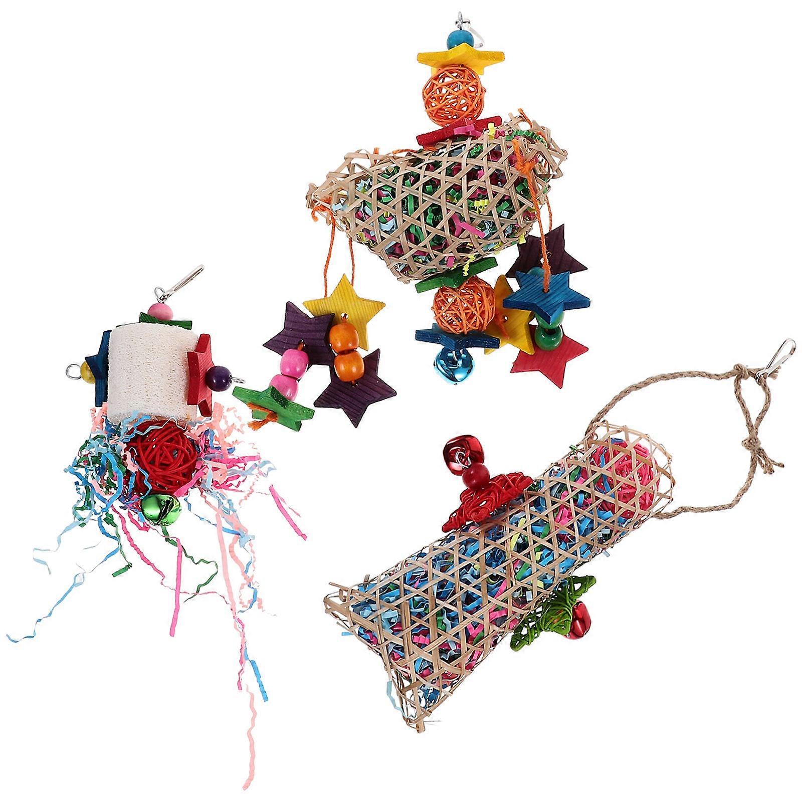 Parrot Shredder Bird Cage Toys for Chewing Activity 9Pcs Pack