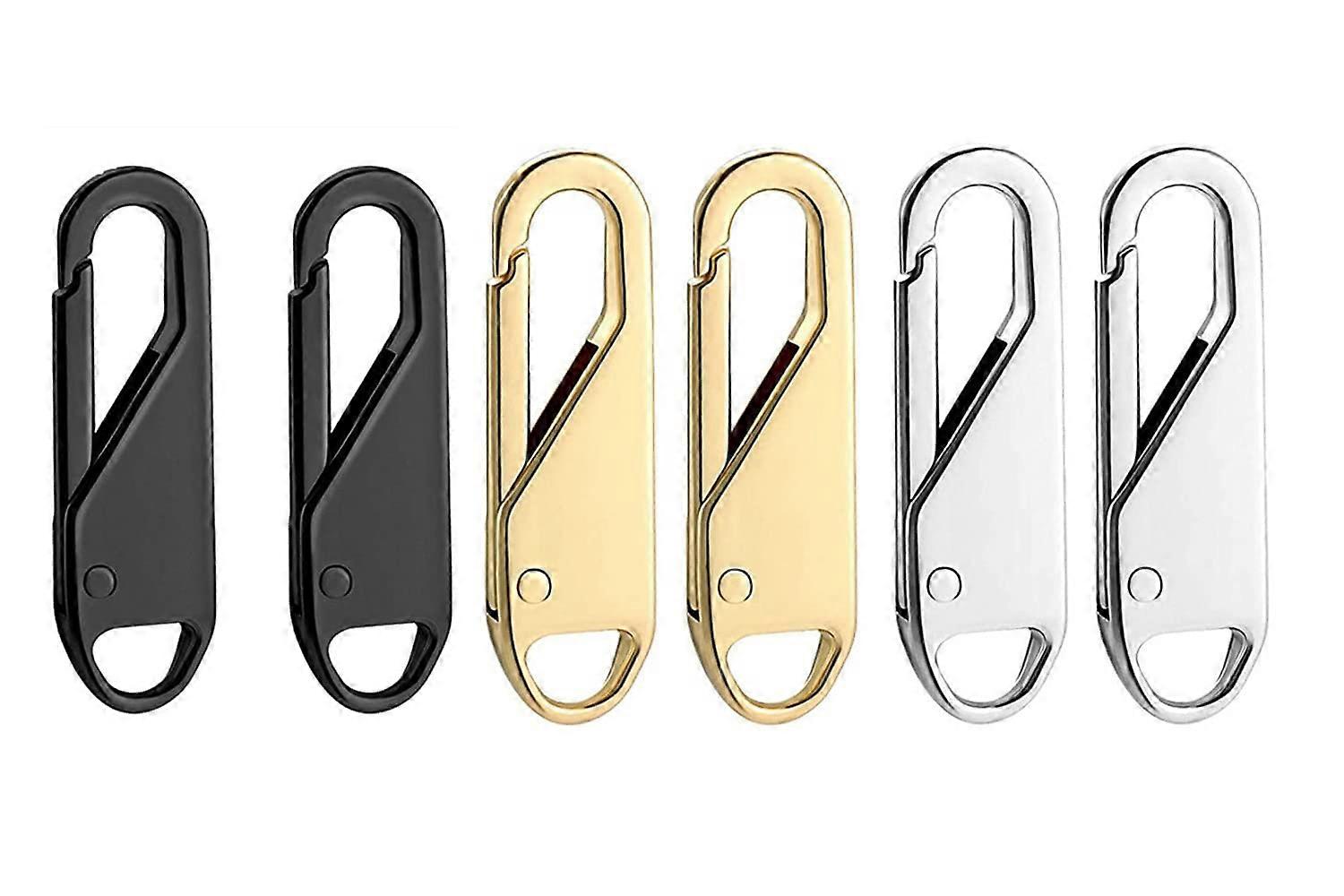 Zipper Pull Replacement Set 6 Pack Durable Metal Thin Hook Tabs for Luggage and Jackets Multicolor