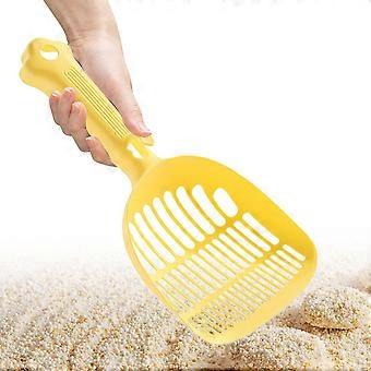 Cat Litter Scoop with Ergonomic Long Handle and Wide Mesh for Easy Indoor Pet Waste Cleaning – Yellow