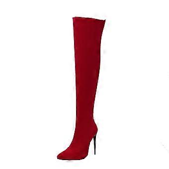 Stivali larghi al polpaccio per donna, moda autunno inverno, tacco alto, cerniera laterale, stivali alti da donna US:8.5(41)