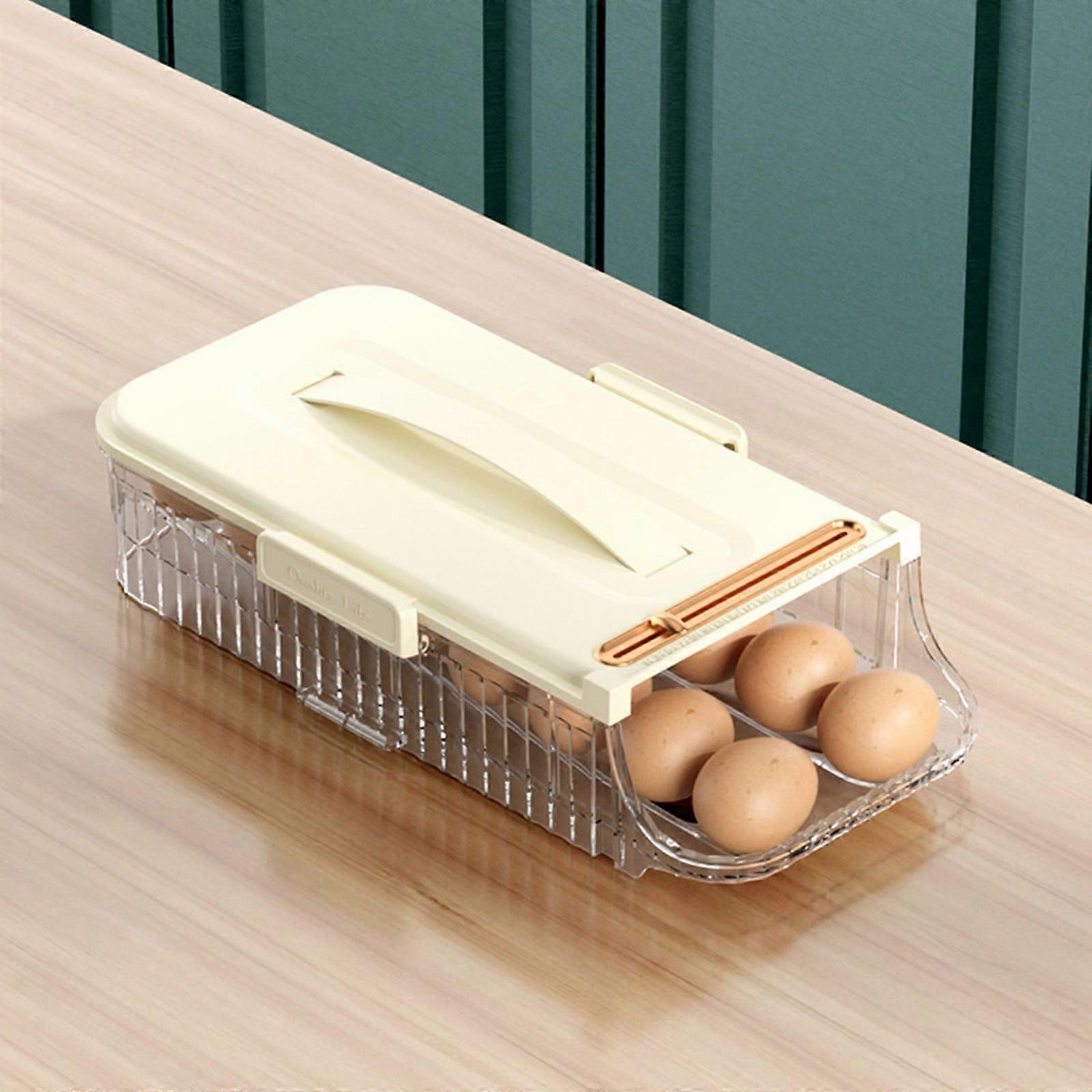 Stackable Refrigerator Door Rack for Eggs & Cans, Double Row, Plastic, Milk White, 1 Pack