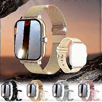 Montre connectée étanche de 1,44 pouce pour femmes et hommes - Fonction fitness avec réponse et appel - Deux bracelets inclus