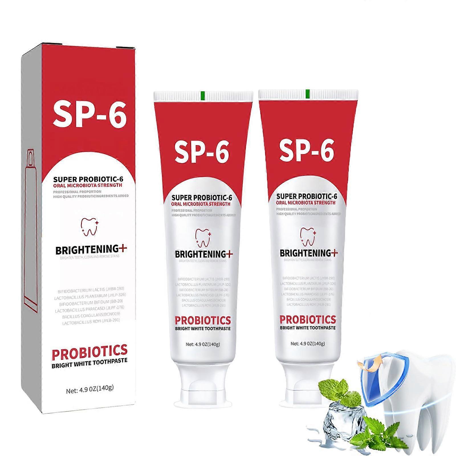 Probiotic Toothpaste for Sensitive Teeth, Fluoride Brightening Mint, 2 Pack 140g
