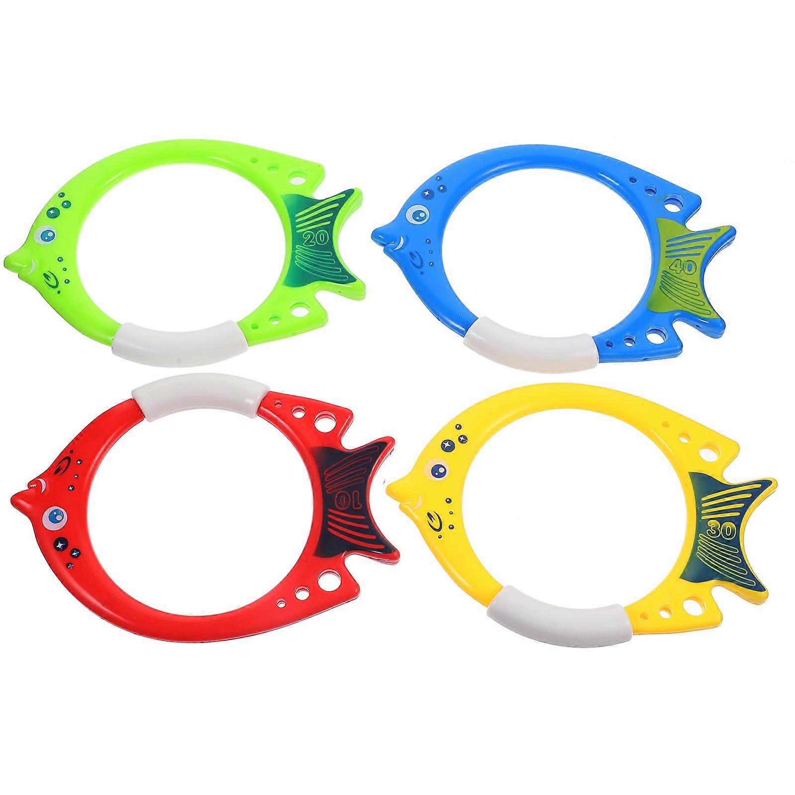 Pool Rings for Diving ABS 4Pcs Diving Rings Swim Training Tool Assorted Color