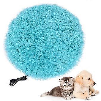 Tapete de aquecimento elétrico para animais de estimação, com interface de carregamento USB, da marca Plush Four Seasons, compatível com cães e gatos de pequeno porte. Cor: Azul Royal.